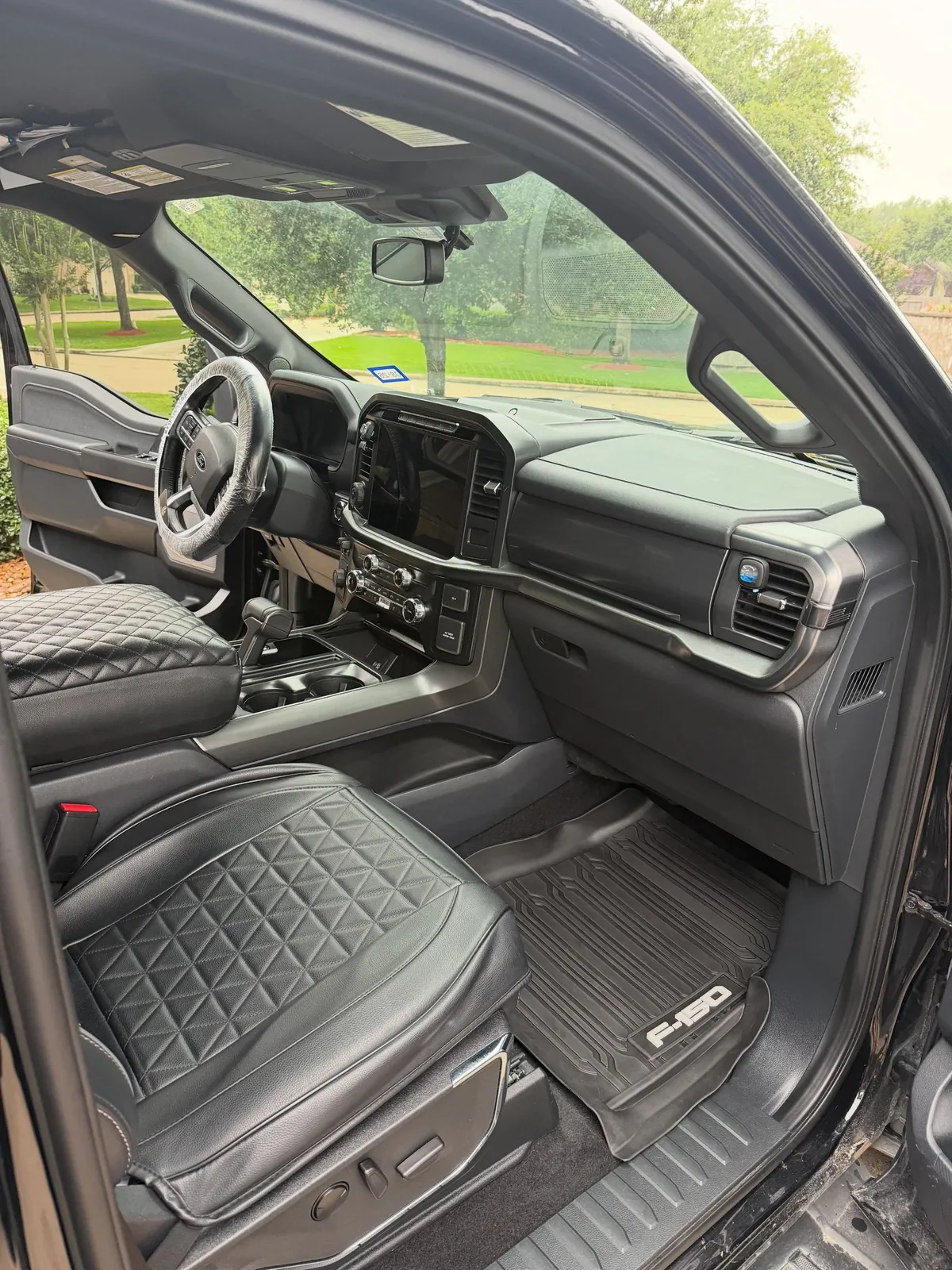 Detailed leather interior of a Ford F-150